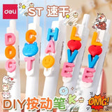 Cute NUSIGN Gel Pens Anti-Fatigue Grip Prevents Stains Black Ink ECO Letter Spelling DIY Pen Students Back to School Stationery