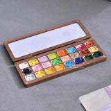 Wooden Pigment Box Magnetic Box Cover 24 Grid Watercolor Color Mixing Box Good Storage Carry It with You When Traveling