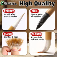 AOOKMIYA Marie's 3pcs Wool Sumi Chinese Calligraphy Brushes with 1.14/1.3/1.57-inches Length to Small Regular Script,Painting, Drawing