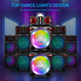 9000W Bluetooth Speaker Dual 10" Woofer Rechargable For Party FM Karaok DJ AUX Heavy Bass Sound System Speaker Led Light w/Mic