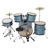 MCH Full Size Adult Drum Set 5Piece Black with Bass Drum two Tom Drum Snare Drum Floor Tom 16 Ride Cymbal 14 Hihat Cymbals Stoo