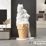 AOOKMIYA ART+ Creative Gifts Home Decor Ice Cream Cat  Statue Floor Decoration Nordic Living Room Creative Large Animal Sculpture Ornaments Housewarming Gift