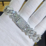 18mm Width Cuban Chain Prong Mixed Inlay CZ Cubic Zircon Plated Luxury Men Necklace Bling Full Iced Out Hiphop Jewelry 7-24''