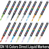 16 Colors Direct-liquid Acrylic Marker Pen Waterproof Pen Soft Brush Nib for Glass Stone Metal Glass Art Supplies Stationery