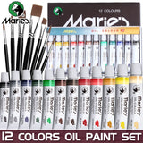 AOOKMIYA 19 pcs Marie's Oil Paint Kit,12 Colors Oil-Based Pigment & 7pcs Brushes,12ml/0.42oz Tubes,Vibrant Oil Painting Set for Crafters