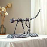 Antique Bronze Cat Statue Albet Giacometti Cat Sculpture Casting Animal Handcrafts Abstract Home Office Decor Gift Collection