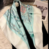 BYSIFA| Orange White Women Pure Silk Scarves Hijabs Elegant Chain Design 100% Mulberry Silk Square Neck Scarf Shawl 86*86cm