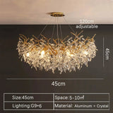 Luxury Gold Crystal LED Chandeliers Living Dining Room Bedroom Lighting Lustre Ceiling Pendant Lamps Indoor Villa Lights Fixture