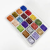 AOOKMIYA 20/24/60/72-Color Metal Watercolor Painting Set, New Portable Box With Sparkling Pearl Solid Watercolor Painting, Art Supplies