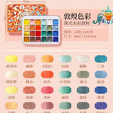 AOOKMIYA 24 Colors 1ML Pearlescent Watercolor Pigment Repackaged Chinese Style Gold Painting Solid Watercolor Student Art Supplies