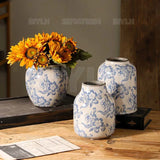 Blue and White Porcelain Vases Flower Arrangements Home Decoration Living Room Ornaments Chinese Style Ceramic Retro Porcelain