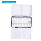 Empty Watercolor Palette Metal Watercolor Tin with 14pcs Half Pans Paint Case with Lid Paint Box for Travel Gouache Oil Painting