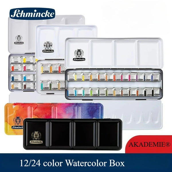 AOOKMIYA Germany Schmincke - AKADEMIE®AQUARELL Watercolor Box, 12/24 color, Metal Box, Highly lightfast Colors, fine Artists' Watercolors  AOOKMIYA.COM