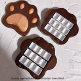 3D Cute Bear Paw Shaped Watercolor Packaging Box Walnut Wood Material Cat Claw Ornament Splitting Wooden Boxes
