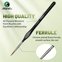 AOOKMIYA 10/12/15pcs 00000 Marie's Miniature Paint Brushes, Detail Paintbrushes Set for Acrylic,Number,Figurine,Craft,Models,Rock,