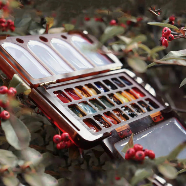 Tri-fold Watercolor Box Creative Packaging Box Portable Watercolor Palette   Color Mixing Palette  Artist Palette  Art Supplies