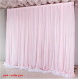 3X6M Wedding Background Decoration Veil White Bilayer Yarn Curtain With Artificial Flower For Birthday Valentine's Day Party DIY