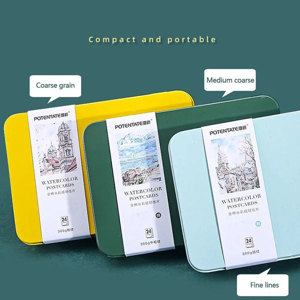 AOOKMIYA High Quality A6 Rough-grained Watercolor Paper Cotton Travel Postcard Tin Box Artist Portable Sketch Supplies  AOOKMIYA.COM