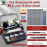 AOOKMIYA Marie's Large Capacity Pencil Set,31pcs/44pcs,Double Layer Box for Sketching & Painting for Adults,Students,and Artists
