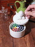Creative Watercolor Mini Ceramic Covered Pigment Box Crafts Color Palette Small and Exquisite Angel Shaped Appearance