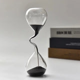 AOOKMIYA Curve Design Black Hourglass Modern Style Home Decor Accessories Glass Craft Simple Interior Table Ornament Aesthetic Sand Clock