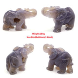 Elephant Statue Natural Gray Agate Geode Crystal Carved Reiki Healing Stone Animal Figurine Handicraft Home Decoration Ornaments