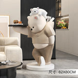 AOOKMIYA ART+ Creative Gifts Home Decor Bear Statue Tray Storage Rack Nordic Style Living Room Large Floor Art Ornaments Housewarming Gift Interior Figurines