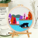 AOOKMIYA CHENISTORY-Punch Needle Embroidery Landscape Kits Sewing Kit Needlework Cross Stitch Beginner Kits For Adult Funny Embroidery