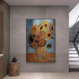 Modern 100% Hand Painted SunflowerOil Painting Reproduction Canvas Wall Art Unframed Paintings Wall Picture Artwork Unframed
