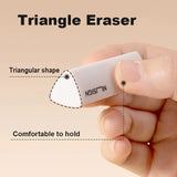 Deli Nusingn Triangle Eraser White TPE Plastic Rubber Pencil Erasers for Kids Writing Drawing Sketches Arts Eraser Soft 6/12pcs