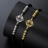 AOOKMIY Teamer Stainless Steel Beads 7 Chakra Charms Bracelet Red Black Two Color Rope Bracelets Family Jewelry Amulet Birthday Gift NewAOOKMIYA.COM