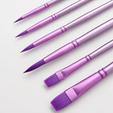 AOOKMIYA 4/6pcs Watercolor Brush Set Nylon Hair Round Head Flat Head Purple Green Rod Brush Art Students Special Painting Supplies