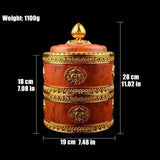 Tibetan Brown Resin Double Layer Jar Food Organizer Tantric Metals Handicraft Buddhist Storage Box Home Desktop Gift Decorative