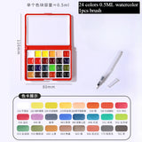 AOOKMIYA Schmincke Watercolor 24 Colors 0.5ML Portable Travel Watercolor Paint Box with Palette Artist's Painting Supplies