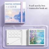 AOOKMIYA Portable Empty Acrylic Watercolor Palette Watercolor Book Set 8/12 Grid Paint Tray Art Student Travel Painting Art Supplies