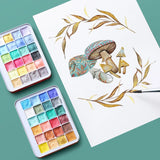 AOOKMIYA Solid Pearlescent Watercolor Paint Set 24 Colors 1ML Chinese Style Glitter Nail Art Watercolor Art Supplies for Artist