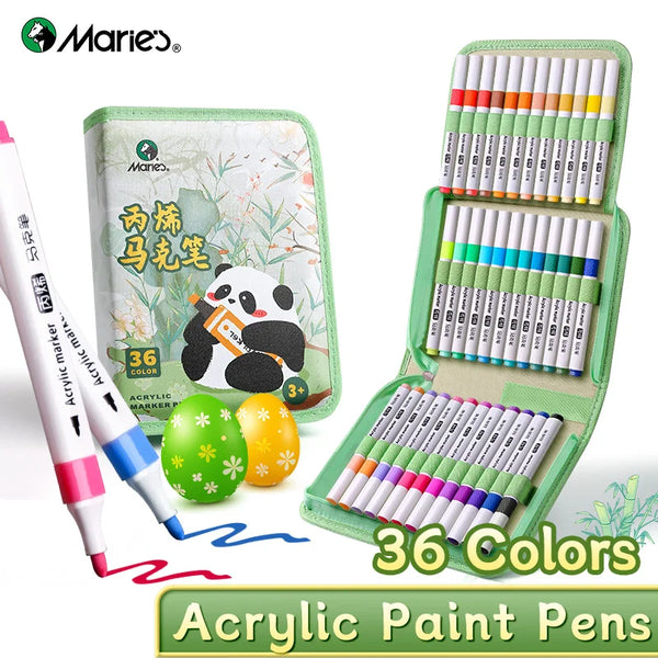 AOOKMIYA Marie's 36 Colors Acrylic Paint Markers with Bag,Medium Point Pens Set for Rock,Wood,Glass,Paper,Shoes,for Artist and Adults