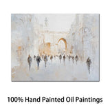 AOOKMIYA ART+ Creative Gifts Large Jewish Kotel Canvas Art Hand Painted Textured Oil Painting Abstract Jerusalem Landscape Artwork for Family Room Decor Gift