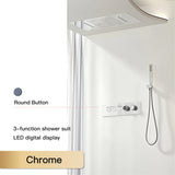 Luxury  black brass shower system wall-mounted LED digital display design Cold & hot dual-control 4-function ceiling shower Tap