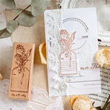 AOOKMIYA Wooden Stamp Ins Literary Retro Line Drawing Lily of The Valley Flower Handbook Diary Diy Printing Decoration Scrapbook Supplies