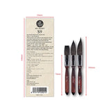 ArtSecret Watercolor Acrylic Oil Brush Set S9 Squirrel Hair Beechwood Shaped Handle 3 Brushes Flat Oval Knife-Shaped Drawing Tip