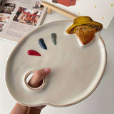 Artist Van Gogh Palette Artistic Ceramic Color Palette Creative Ceramic Storage Tray Fine Dining Fruit Dessert Plat