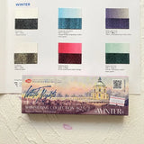 AOOKMIYA Russian White Night New Pearl Watercolor Paint 8-Color Full Block Set Shining Artist Solid Paint Beginner Drawing Art Supplies