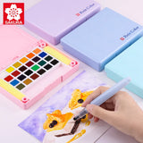 AOOKMIYA SAKURA Petit Color Solid Watercolor Paint Set Portable Sketch Set 12/18/24/30/36/60/72 Colors Student Artist Art Supplies  AOOKMIYA.COM