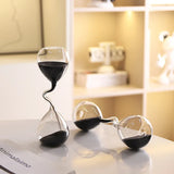 AOOKMIYA Curve Design Black Hourglass Modern Style Home Decor Accessories Glass Craft Simple Interior Table Ornament Aesthetic Sand Clock