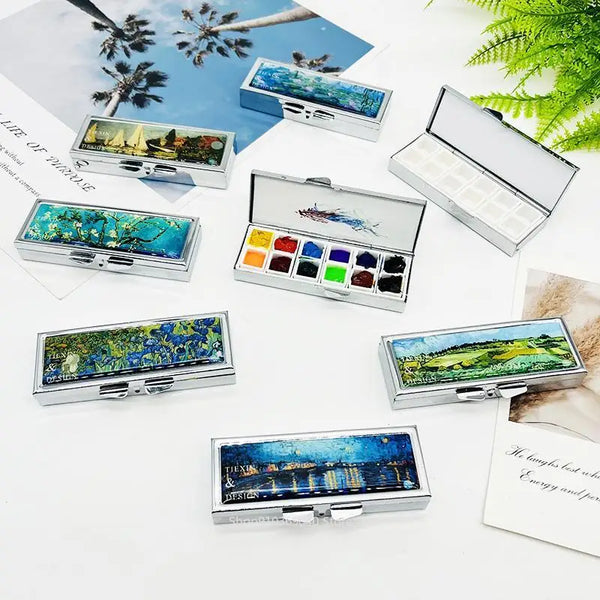 AOOKMIYA Empty Portable Color Palette 12 Grid 1ML Pigment Box Watercolor Packaging Box Art Student Travel Sketching and Painting Supplies