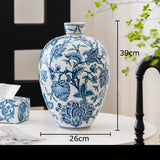 Classical Blue and White Porcelain Vase Flower and Bird Patterns Storage Jar Table Decoration Flower Arrangement Plant Pots