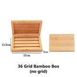 AOOKMIYA Empty Bamboo Paint Palette with Lid Portable Watercolor Paint Tray Storage Box with 24/36 Half Pans for Painting Art Supplies