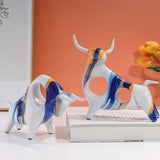 Nordic Creative Nordic Creativity Wall Street Resin Bull Figurine Cattle OX Statue Home Decorations Bull Art Desktop Decor Sculp