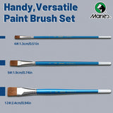 AOOKMIYA Marie's 3pcs Soft Hair Flat Paint Brush Set for Oil,Acrylic,Gouache,Watercolor,Crafts,Models,Rocks,Canvas for Artists,Hobbies